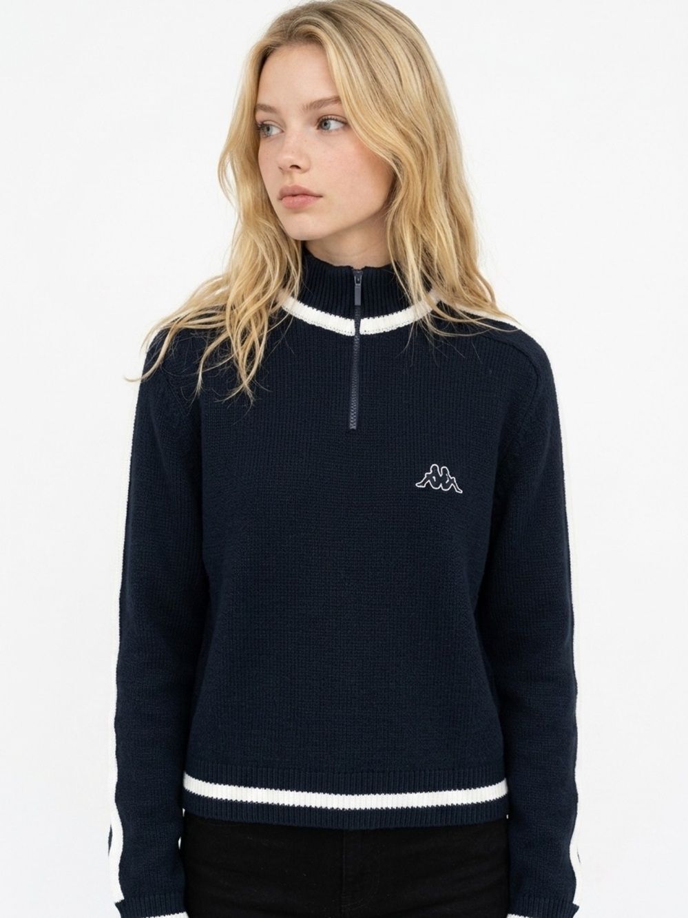 Kappa | Vintage 1/4 Zip Sweater Navy Blue & White Women’s Size 1 Small